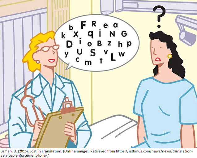 Cartoon with doctor speaking gibberish