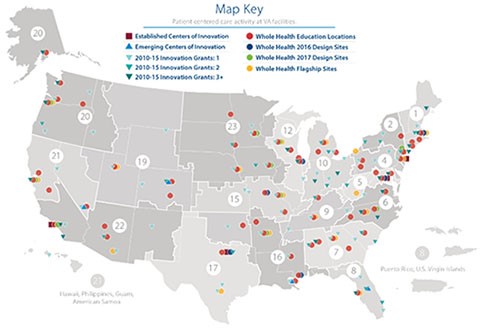 This map shows VA Whole Health designated facilities.